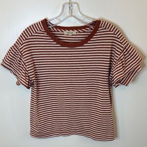 Madewell Rust and White Striped Short Sleeve Tee